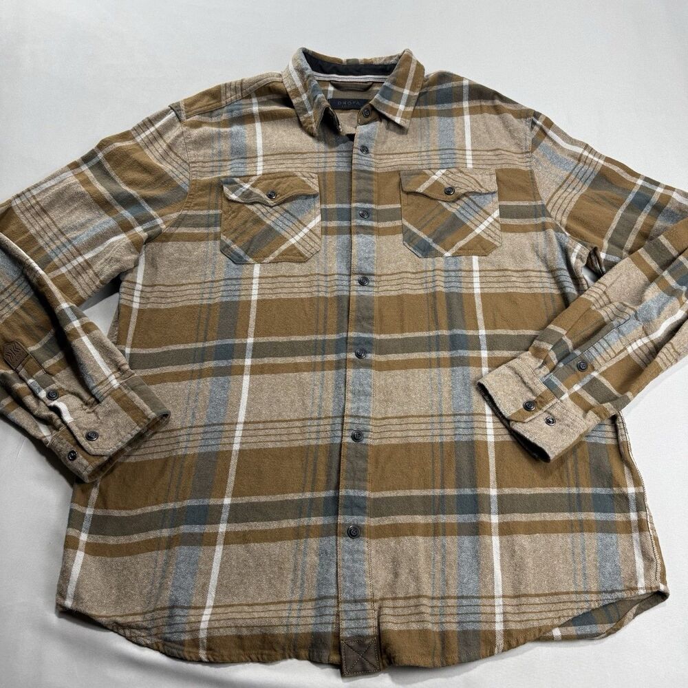Dakota Grizzly Mens Brown Flannel Snap Button Down Shirt Size XL